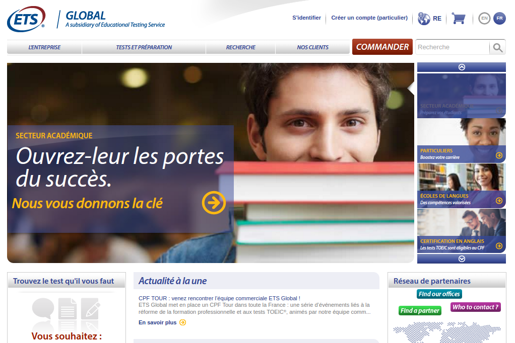 Screenshot of ets global website